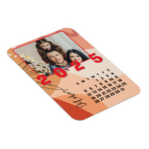 Neujahr 2025 Oktober-Kalender Familienfoto Magnet