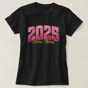 Neujahr 2025 Pinke Pailletten Neujahrs-Party T-S T-Shirt
