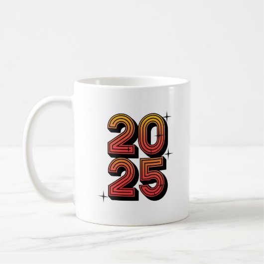 Neujahr 2025 Retro Celebration Design Kaffeetasse (Links)