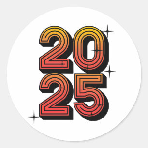 Neujahr 2025 Retro-Feier Runder Aufkleber