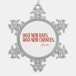 Neujahr 2025 - Rote Zitate Schneeflocken Zinn-Ornament