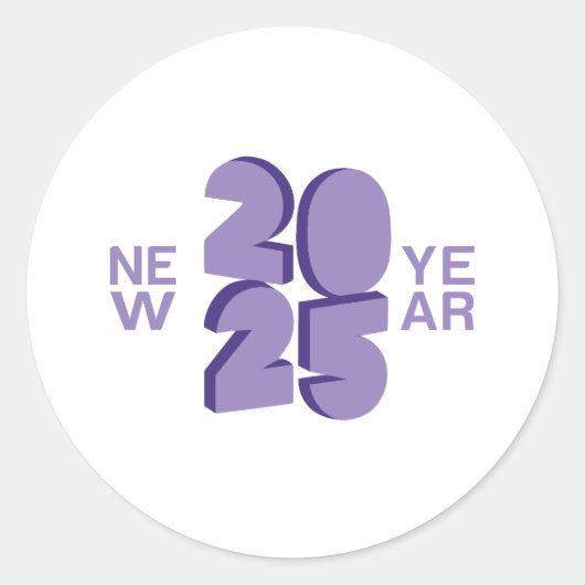 Neujahr 2025 runder aufkleber (Vorderseite)
