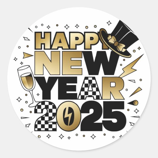 Neujahr 2025 runder aufkleber (Vorderseite)