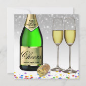 Neujahr 2025 Sparkling Weinflasche Einladung (Vorderseite)