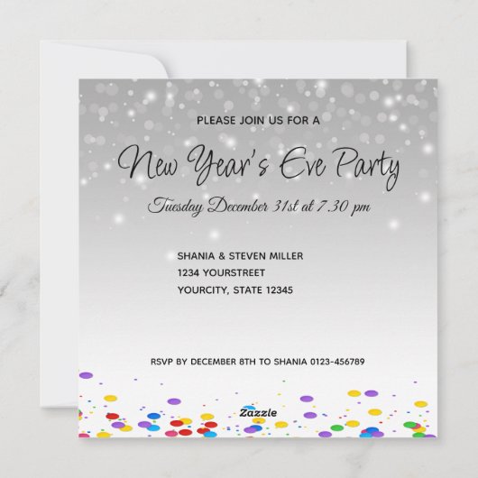 Neujahr 2025 Sparkling Weinflasche Einladung (Rückseite)