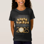 Neujahr 2025 T - Shirt Design mit Balloons & Clock (Vorderseite)