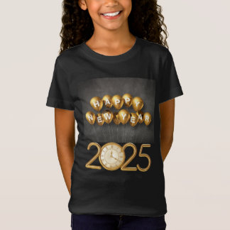 Neujahr 2025 T - Shirt Design mit Balloons & Clock
