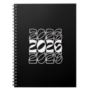 Neujahr 2026 B&W-Textdesign Notizblock