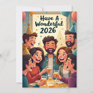 Neujahr 2026 feiertagskarte