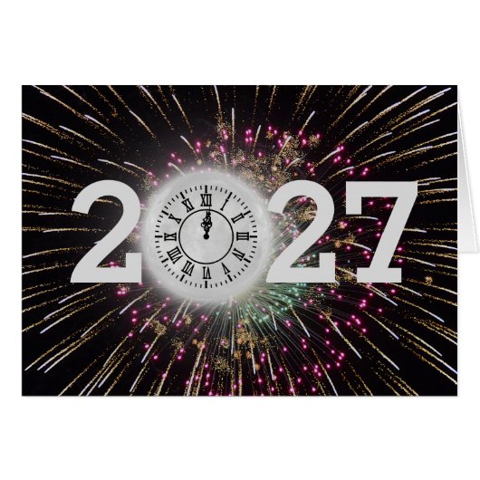 Neujahr 2026 Feuerwerke und Monduhr (Vorderseite (Horizontal))