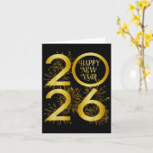 Neujahr 2026 Feuerwerkskörper - Frohes Neues Jahr  Karte (Gelbe Blume)