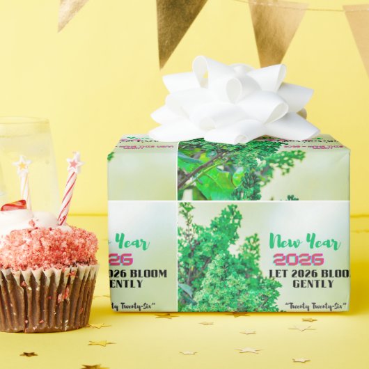 Neujahr 2026 Kaffeetasse mit Naturwald-Design Geschenkpapier (Geburtstagsparty)