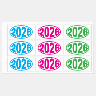 Neujahr 2026 Oval Aufkleber