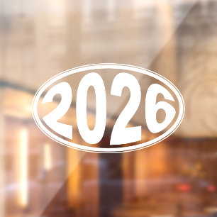 Neujahr 2026 Oval Fensteraufkleber