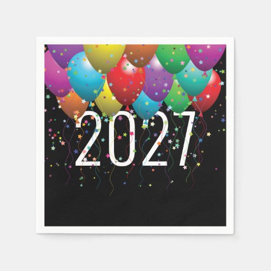 Neujahr 2026 Party-Ballons Napkins Serviette (Vorderseite)