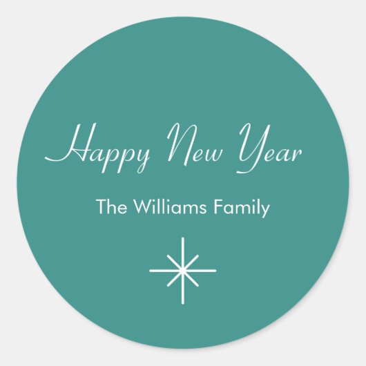 Neujahr 2026 Retro Aquamarin Green Trendy Runder Aufkleber (Vorderseite)