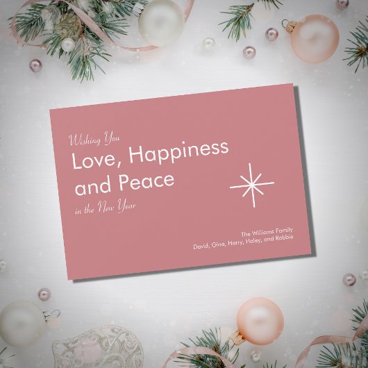 Neujahr 2026 Retro rosa Feiertagskarte