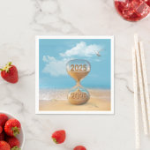 Neujahr 2026 Sanduhr mit Seestern Serviette (Beispiel)