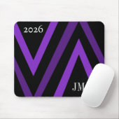 Neujahr 2026 Schwarze und violette gestreifte Init Mousepad (Mit Mouse)