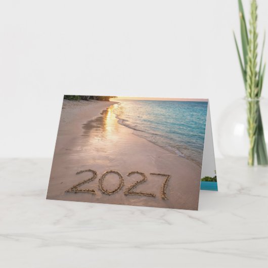 Neujahr 2026 Tropical Beach Karte (Vorderseite)