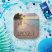 Neujahr 2026 Tropical Beach Pappteller (Party)