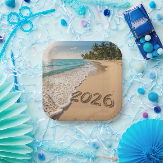 Neujahr 2026 Tropical Beach Pappteller (Party)
