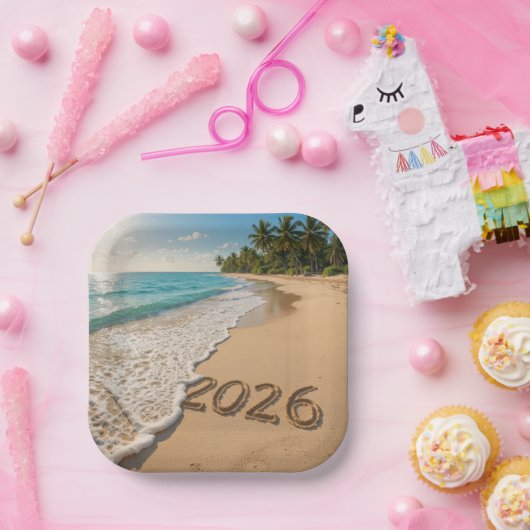 Neujahr 2026 Tropical Beach Pappteller (Party)