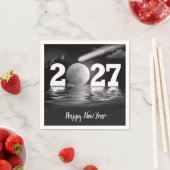 Neujahr 2026 Vollmond mit Komet Serviette (Beispiel)