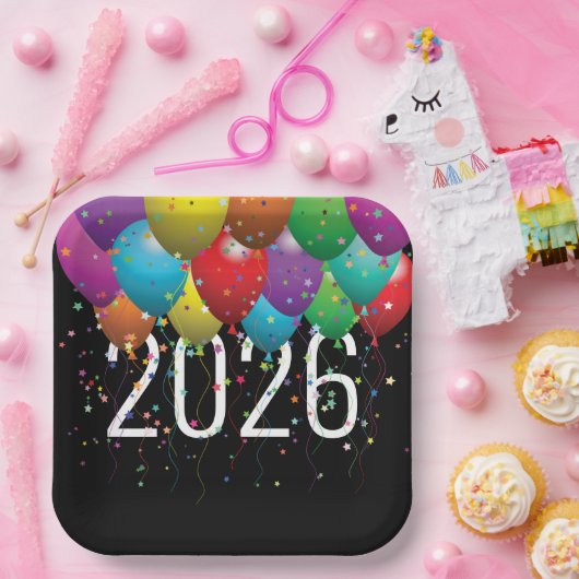 Neujahr 2026Ballons Pappteller (Party)