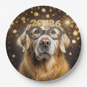 Neujahr 2027 Golden Retriever Humor Pappteller