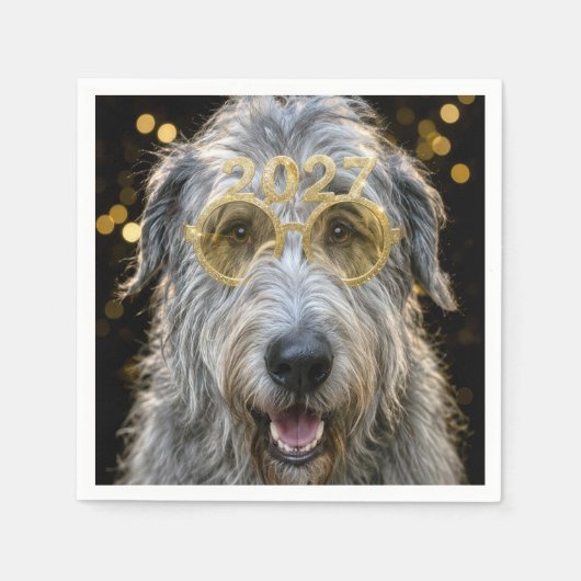 Neujahr 2027 Irischer Wolfshund Serviette (Vorderseite)
