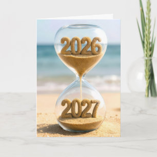 Neujahr 2027 Sanduhr Karte