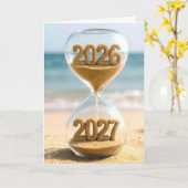 Neujahr 2027 Sanduhr Karte (Gelbe Blume)