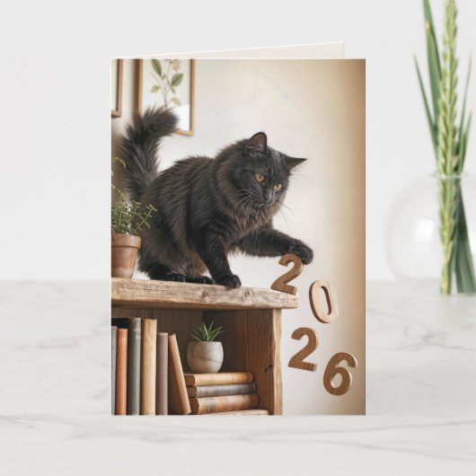Neujahr 2027 Spielkatze Karte (Vorderseite)