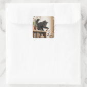 Neujahr 2027 Spielkatze Quadratischer Aufkleber (Tasche)
