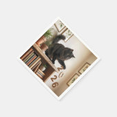 Neujahr 2027 Spielkatze Serviette (Ecke)