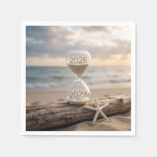 Neujahr 2027 Strand-Stundenglas Serviette (Vorderseite)