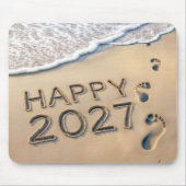 Neujahr 2027 Strandfußspuren Mousepad (Vorne)