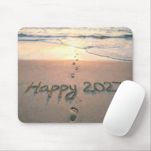 Neujahr 2027 Strandfußspuren Mousepad