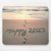 Neujahr 2027 Strandfußspuren Mousepad (Vorne)