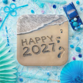 Neujahr 2027 Strandfußspuren Pappteller (Party)