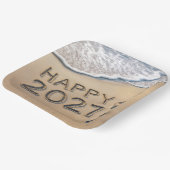 Neujahr 2027 Strandfußspuren Pappteller (Gewinkelt)