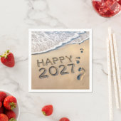 Neujahr 2027 Strandfußspuren Serviette (Beispiel)