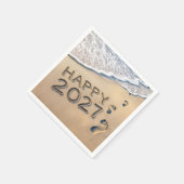 Neujahr 2027 Strandfußspuren Serviette (Ecke)