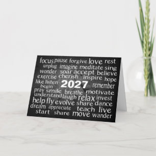 Neujahr 2027 Wortwolke Feiertagskarte