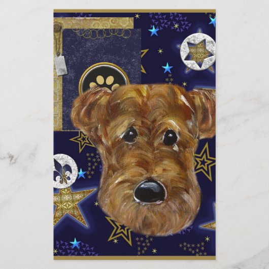 NEUJAHR AIREDALE BRIEFPAPIER (Vorderseite)