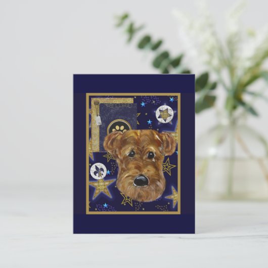 NEUJAHR AIREDALE FEIERTAGSPOSTKARTE (Stehend Vorderseite)