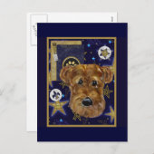 NEUJAHR AIREDALE FEIERTAGSPOSTKARTE (Vorne/Hinten)