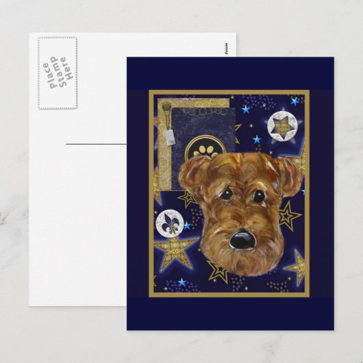 NEUJAHR AIREDALE FEIERTAGSPOSTKARTE (Vorne/Hinten)