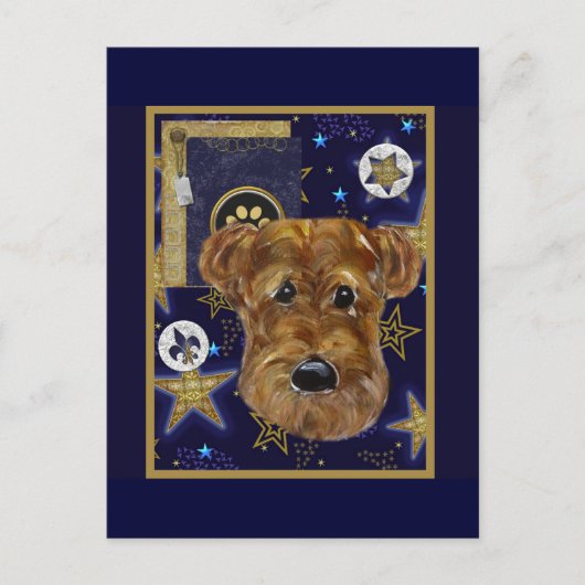 NEUJAHR AIREDALE FEIERTAGSPOSTKARTE (Vorderseite)